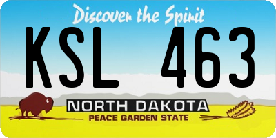 ND license plate KSL463
