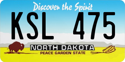 ND license plate KSL475