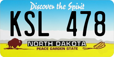 ND license plate KSL478