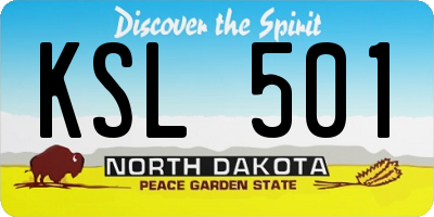 ND license plate KSL501