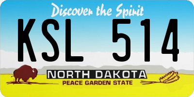 ND license plate KSL514