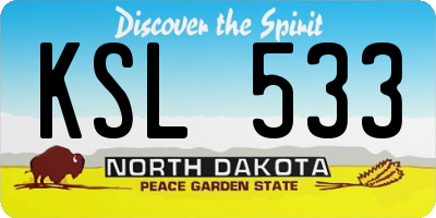 ND license plate KSL533