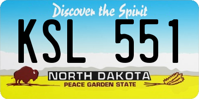 ND license plate KSL551