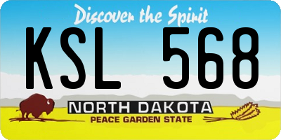 ND license plate KSL568