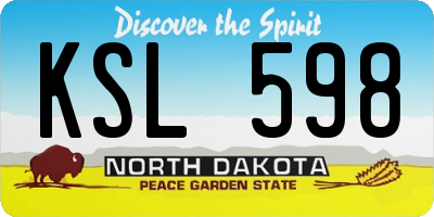 ND license plate KSL598