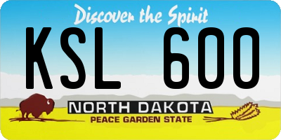 ND license plate KSL600