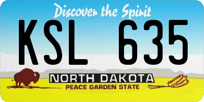 ND license plate KSL635