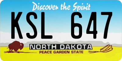 ND license plate KSL647