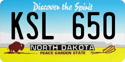ND license plate KSL650