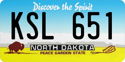ND license plate KSL651
