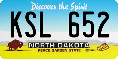 ND license plate KSL652