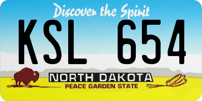 ND license plate KSL654