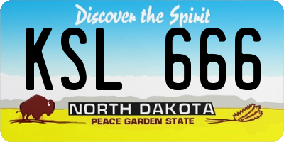 ND license plate KSL666