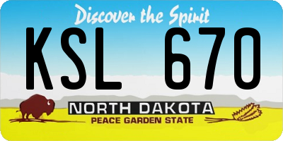ND license plate KSL670