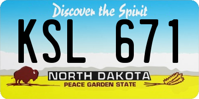 ND license plate KSL671