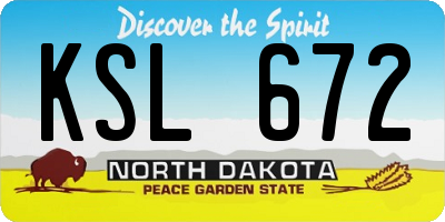 ND license plate KSL672