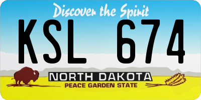 ND license plate KSL674