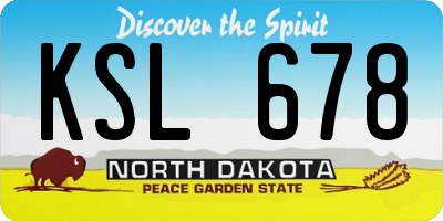 ND license plate KSL678