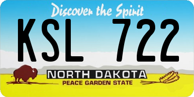 ND license plate KSL722