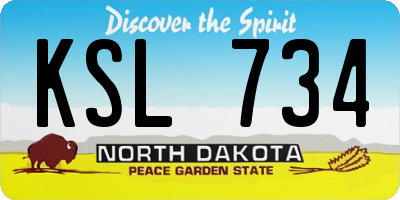 ND license plate KSL734