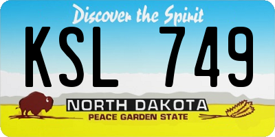 ND license plate KSL749