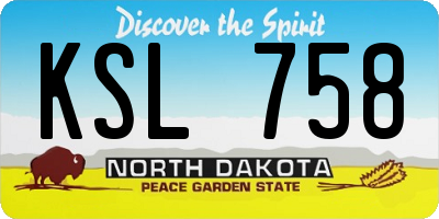 ND license plate KSL758