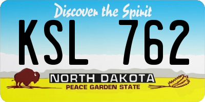 ND license plate KSL762