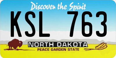 ND license plate KSL763
