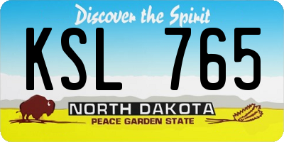 ND license plate KSL765