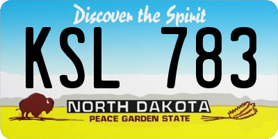 ND license plate KSL783