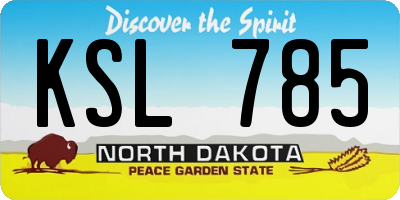 ND license plate KSL785