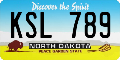 ND license plate KSL789