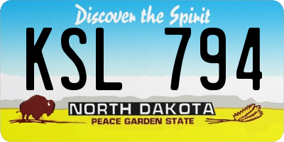ND license plate KSL794