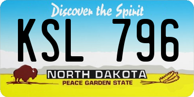 ND license plate KSL796
