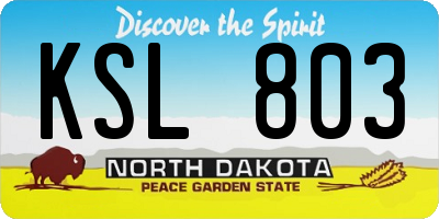 ND license plate KSL803