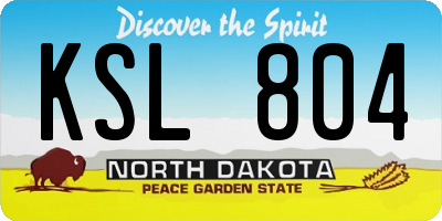 ND license plate KSL804