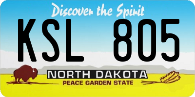 ND license plate KSL805