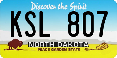 ND license plate KSL807