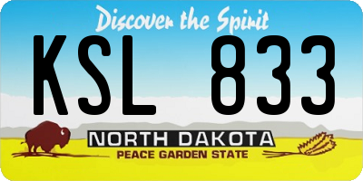 ND license plate KSL833