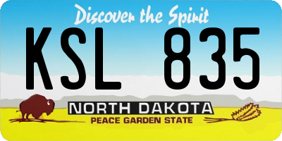 ND license plate KSL835