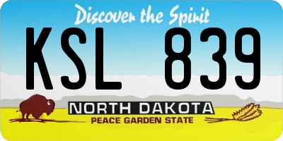 ND license plate KSL839