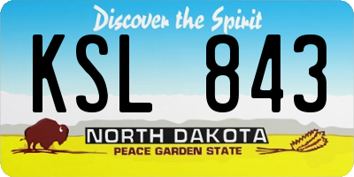 ND license plate KSL843