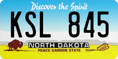 ND license plate KSL845