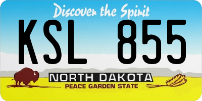 ND license plate KSL855