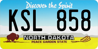 ND license plate KSL858
