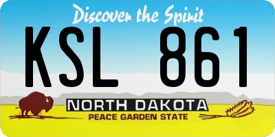 ND license plate KSL861