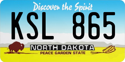 ND license plate KSL865