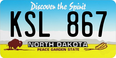 ND license plate KSL867