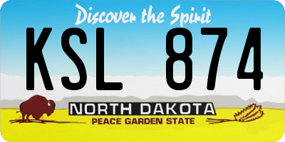 ND license plate KSL874