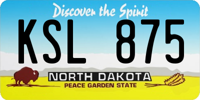 ND license plate KSL875